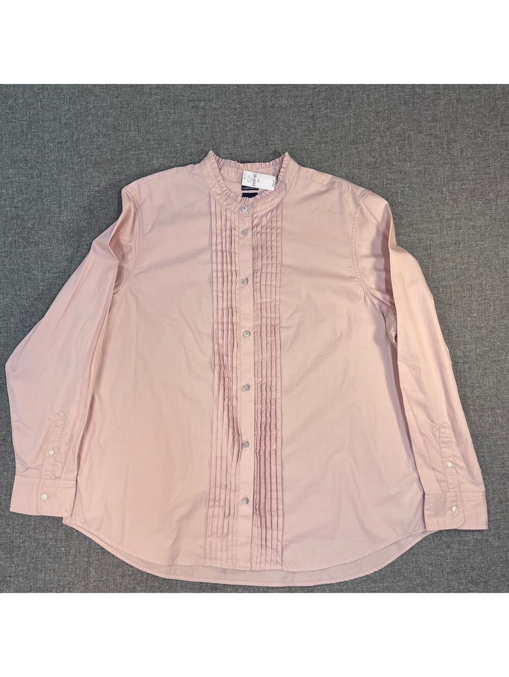 Gap Women’s Pink Organic Cotton Pintuck Long Sleeve Blouse Jewel Buttons XXL nwt